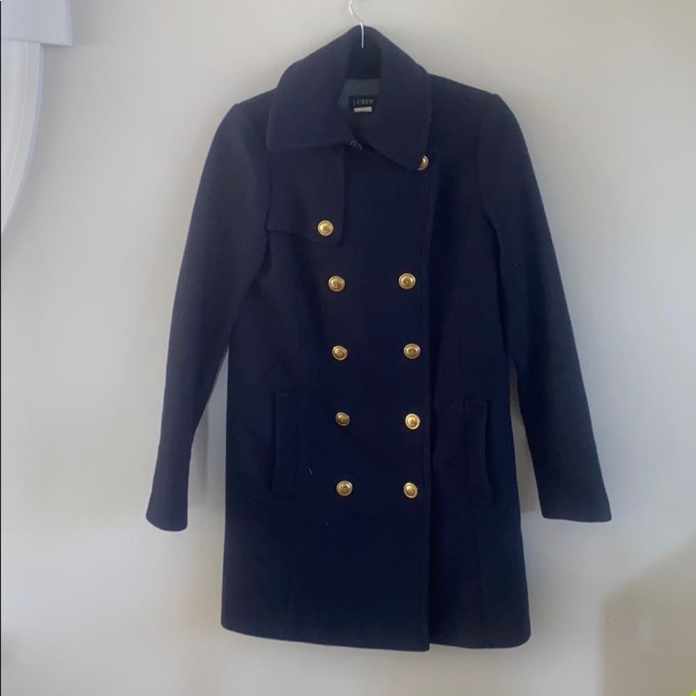 Navy J. Crew Peacoat with Gold Buttons